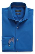 Men's Boss Slim Fit Easy Iron Solid Dress Shirt - Blue