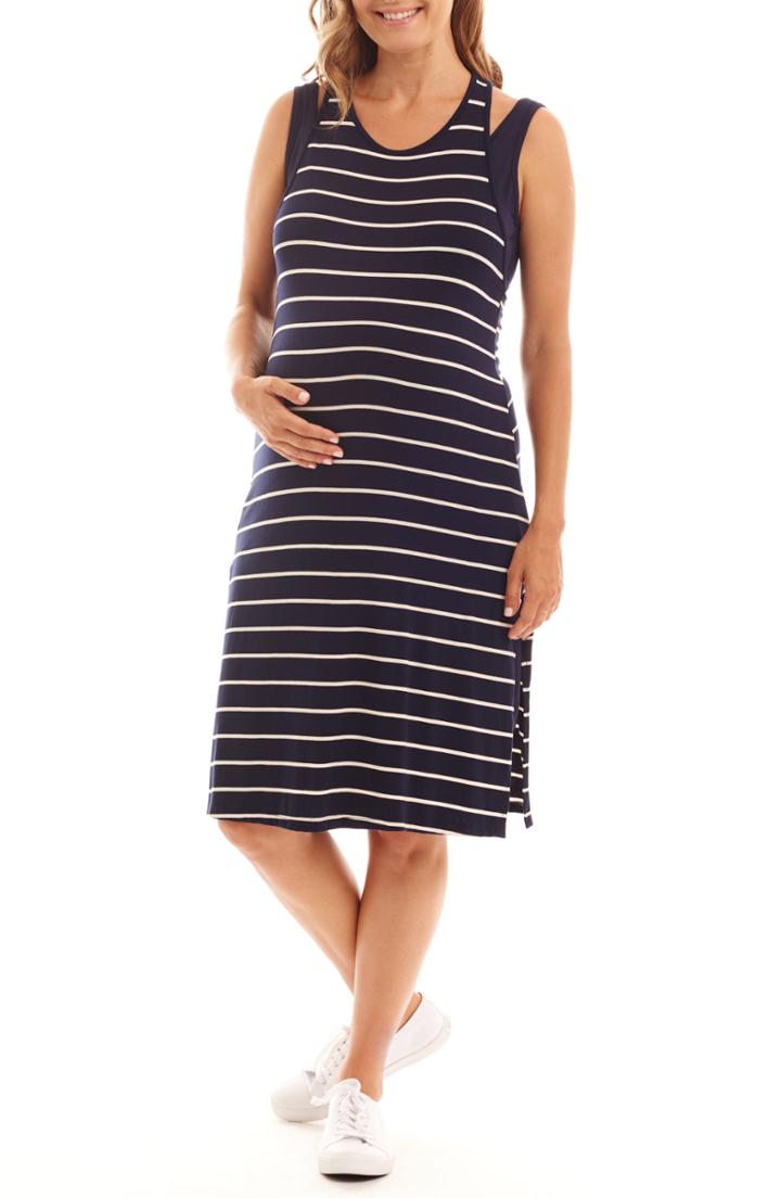 Women's Everly Grey Alex Stripe Two-piece Maternity/nursing Dress