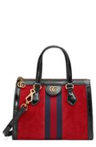 Gucci Small Ophidia House Web Suede Satchel - Brown