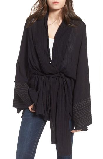 Women's Free People Tie Wrap Kimono /small - Black