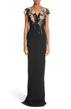 Women's Pamella Roland Embellished Stretch Crepe Off The Shoulder Gown