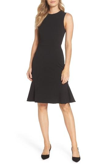 Women's Eliza J Flounce Hem Scuba Sheath Dress - Black