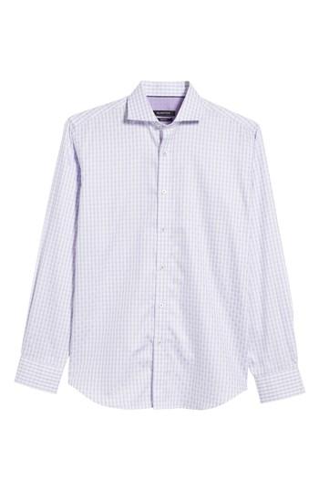 Men's Bugatchi Modern Check Classic Fit Sport Shirt, Size - Purple