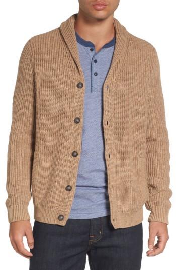 Men's Nordstrom Men's Shop Chunky Rib Shawl Collar Cardigan - Brown