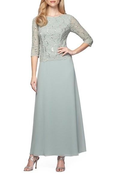 Women's Alex Evenings Sequin Lace & Chiffon Gown