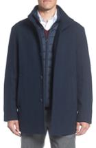 Men's Marc New York Shadow Plaid Car Coat With Zip Out Bib, Size - Blue