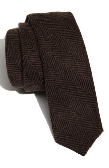 Public Opinion Herringbone Tie Brown One Size
