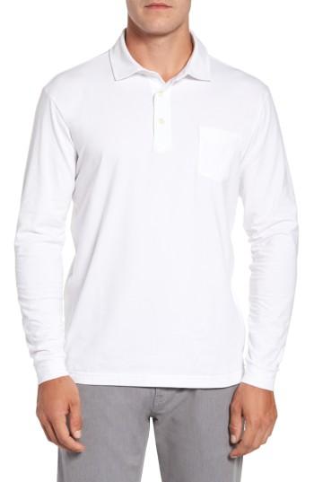 Men's Peter Millar Mountainside Long-sleeve Pocket Polo, Size - White