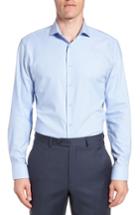 Men's Nordstrom Men's Shop Tech-smart Trim Fit Stretch Texture Dress Shirt .5 32/33 - Blue
