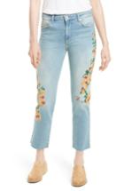 Women's Free People Embroidered Crop Girlfriend Jeans - Blue