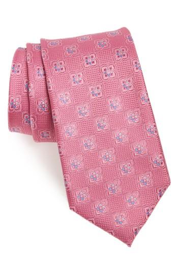 Men's Nordstrom Men's Shop Spatoni Medallion Silk Tie, Size - Pink