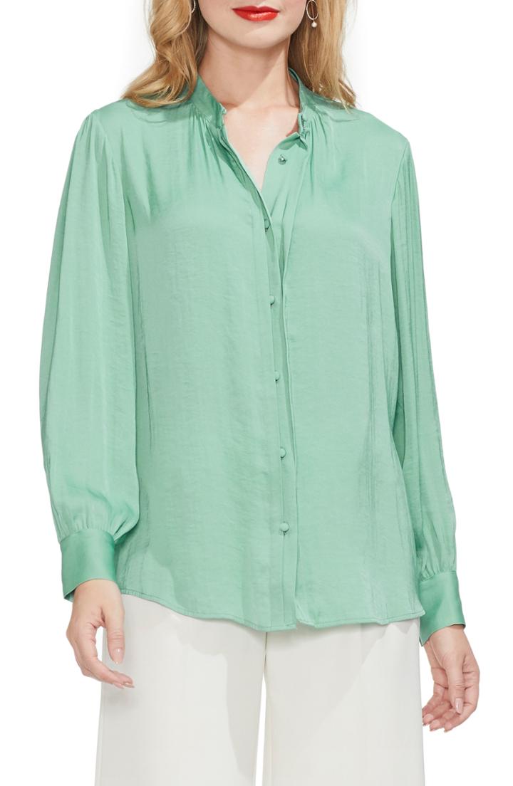 Women's Vince Camuto Pintuck Rumple Blouse - Green