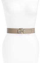 Women's Tory Burch Reversible Leather Belt, Size - French Grey/ Rust Red
