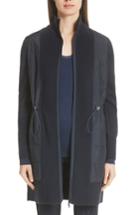Women's Lafayette 148 New York Quilted Panel Wool Sweater Coat - Blue
