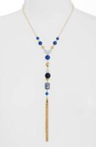 Women's Halogen Beaded Tassle Y Necklace