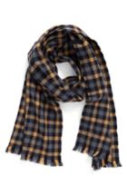 Men's Hickey Freeman Gingham Wool Scarf, Size - Blue