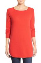 Women's Halogen Shirttail Wool & Cashmere Boatneck Tunic, Size - Red