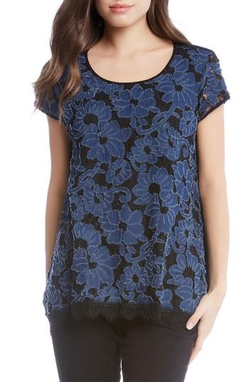 Women's Karen Kane Denim Lace Top - Blue