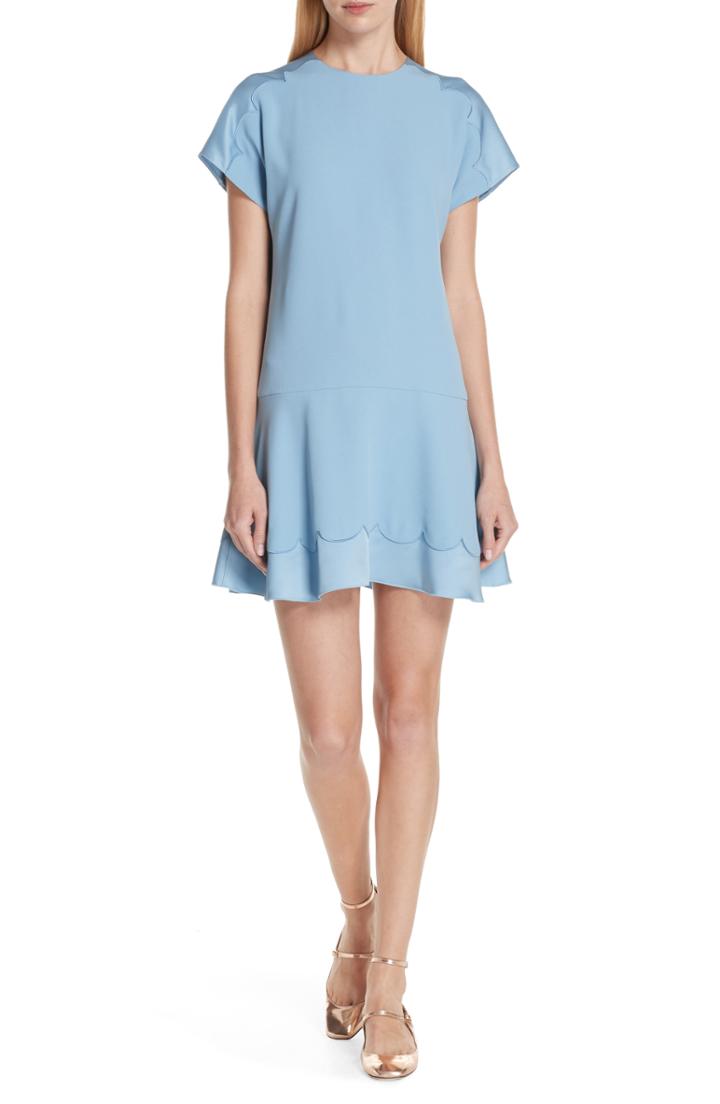 Women's Red Valentino Satin Scallop Trim Dress Us / 40 It - Blue