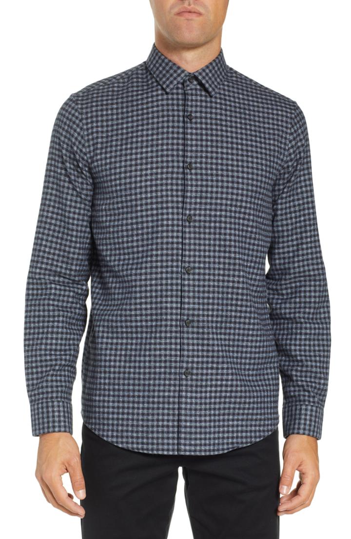 Men's Calibrate Micro Check Sport Shirt - Black