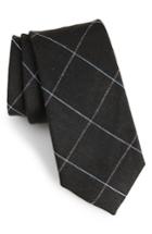Men's Calibrate Candler Grid Linen & Silk Tie, Size - Black