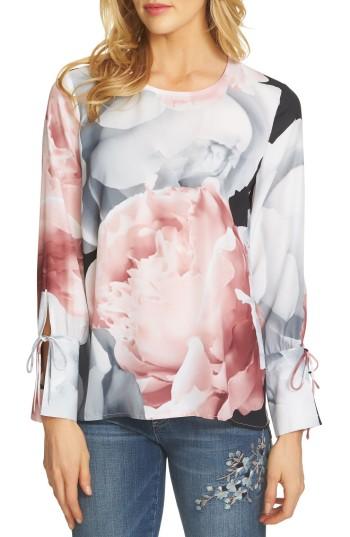 Women's Cece Tie Sleeve Rose Print Blouse - Pink
