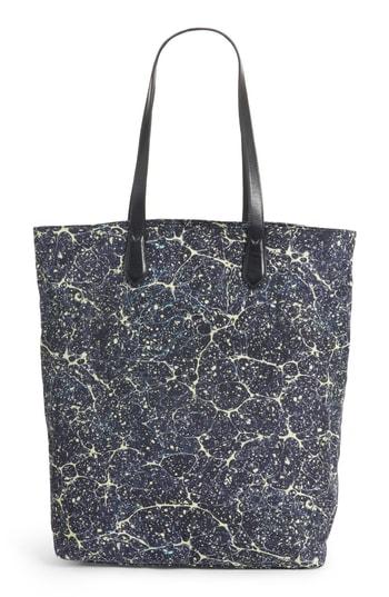 Men's Dries Van Noten Marble Splatter Print Tote - Black