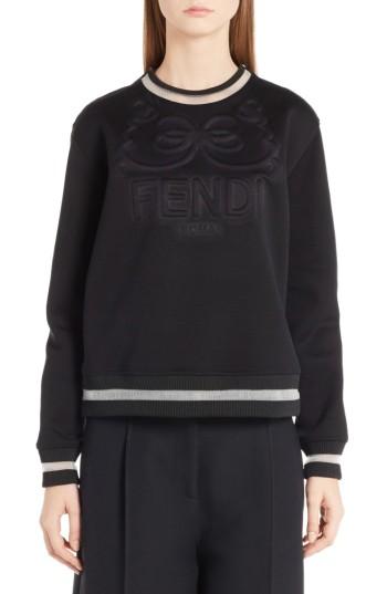 Women's Fendi Logo Jersey Sweatshirt Us / 38 It - Black