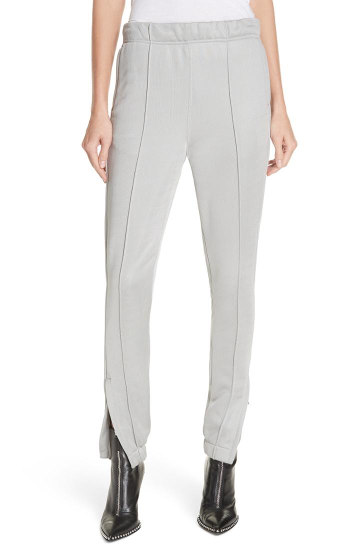 Women's T By Alexander Wang Zip Hem French Terry Joggers - Metallic