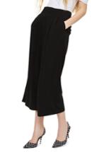 Women's Topshop Ivy Crop Wide Leg Trousers Us (fits Like 0) - Black