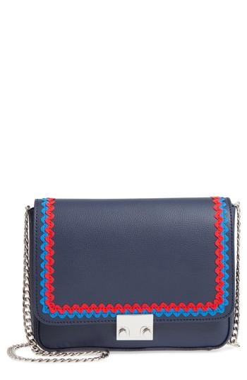 Loeffler Randall Lock Leather Flap Clutch/shoulder Bag - Blue