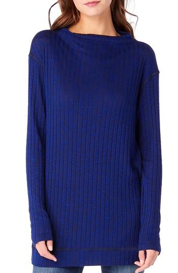Women's Michael Stars Cowl Neck Ribbed Top, Size - Blue