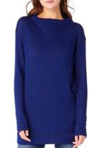 Women's Michael Stars Cowl Neck Ribbed Top, Size - Blue
