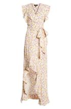 Women's Afrm Andrea Ruffle Wrap Dress - Yellow