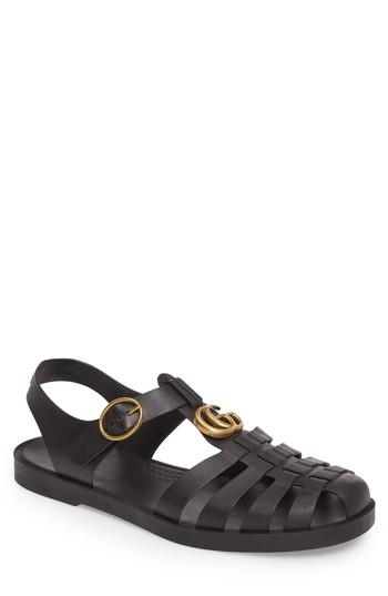 Men's Gucci Glossy Fisherman Sandal Us / 7uk - Black