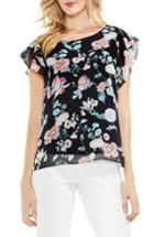 Women's Vince Camuto Flutter Sleeve Garden Top, Size - Black