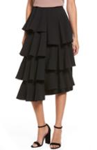 Women's Moon River Tiered Ruffle Midi Skirt - Black