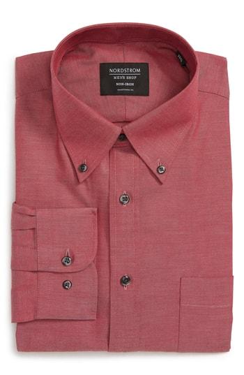Men's Nordstrom Men's Shop Traditional Fit Non-iron Solid Dress Shirt .5 - 33 - Red