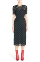 Women's Fendi Geometric Lace Sheath Dress Us / 40 It - Black