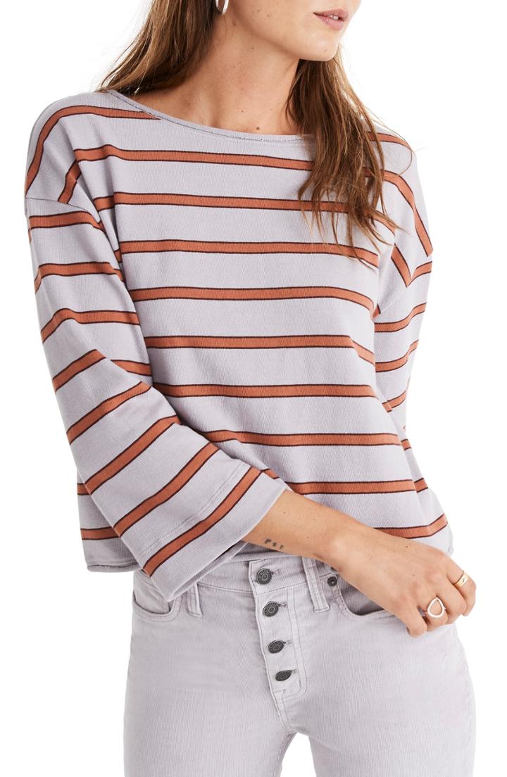 Women's Madewell Stripe Boatneck Tee - Purple
