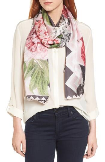 Women's Ted Baker London Palace Gardens Silk Scarf, Size - Pink