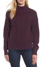 Women's Halogen Mock Neck Cable Knit Sweater, Size - Purple