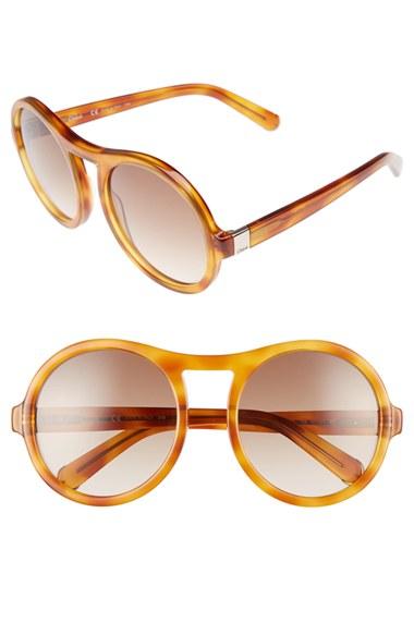 Women's Chloe Marlow 57mm Round Sunglasses - Blonde Havana