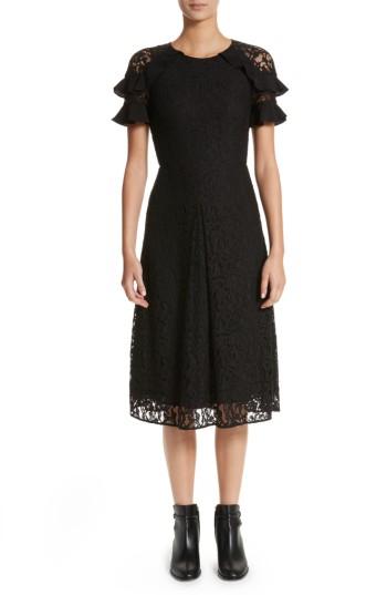 Women's Burberry Zahramf Ruffle Lace Dress - Black