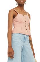 Women's Topshop Structured Button Camisole Top Us (fits Like 0) - Pink
