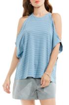 Women's Vince Camuto Simple Stripe Cold Shoulder Top - Blue