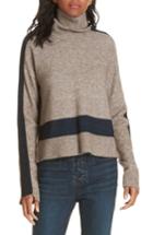 Women's Veronica Beard Denisa Stripe Wool & Yak Down Blend Sweater - Brown