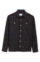 Men's Wax London Whiting Tattersall Wool Shirt Jacket - Black