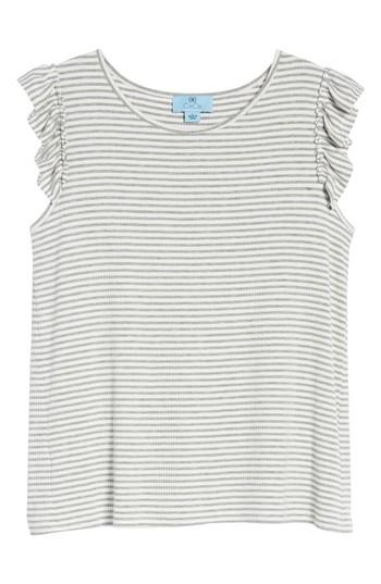 Women's Cece Ruffle Sleeve Rib Knit Top, Size - Grey