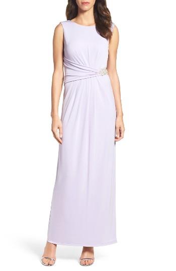 Women's Ellen Tracy Embellished Jersey Gown - Purple